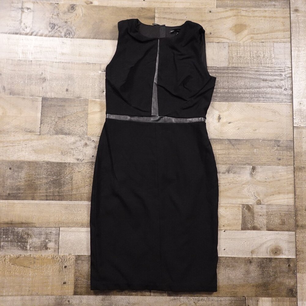 White House Black Market Sheath Dress Women’s 10 Black Faux Leather Trim